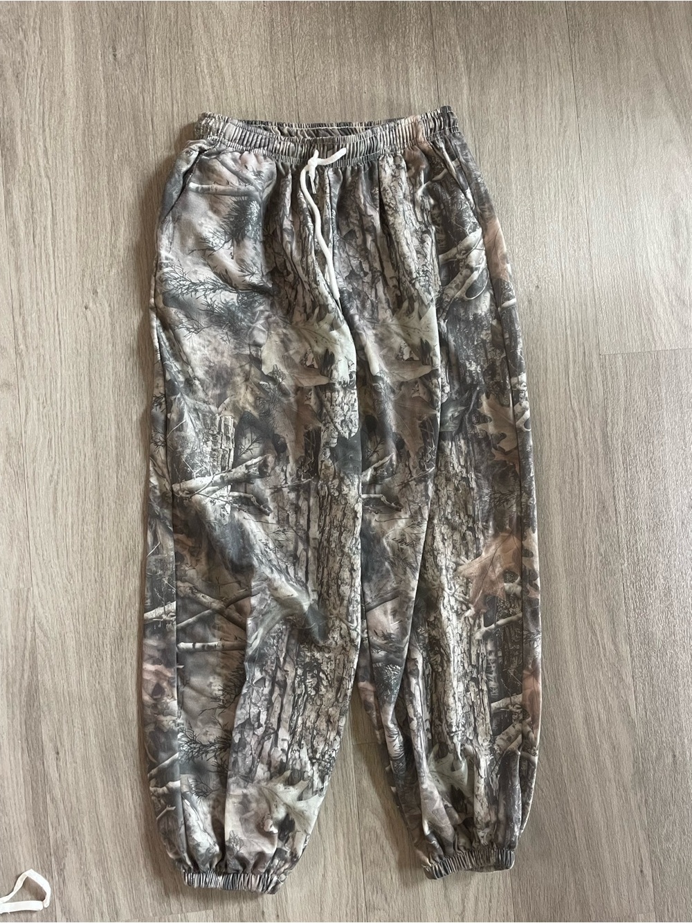 Camo Drawstring Jogger Pants - Gray/Brown